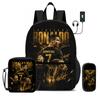 Learn, Travel Football Sport Rucksack Ronaldo 3 Pcs Set Kids Backpack Shoulder Bag, Pencil Bag, Football Star Knapsack