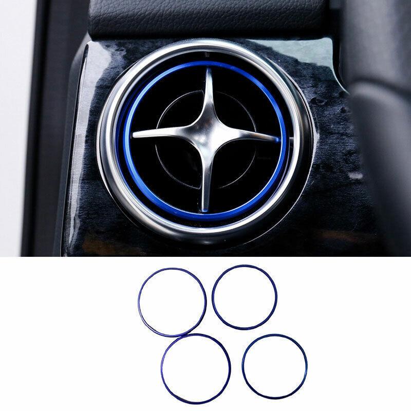 For Benz GLK 2009-2015 Blue Aluminum Central Console Air Outlet Vent Trim 4PCS
