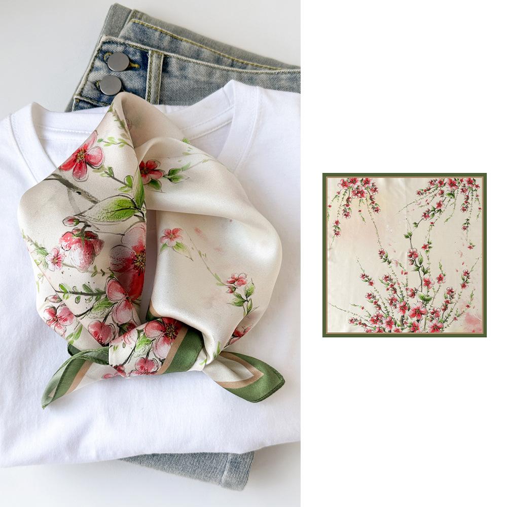 Seidentuch klein quadratisch Damen Nationalstil bedruckt Maulbeerseide Tuch quadratisches Tuch Seide schlicht Kreppsatin Seidentuch