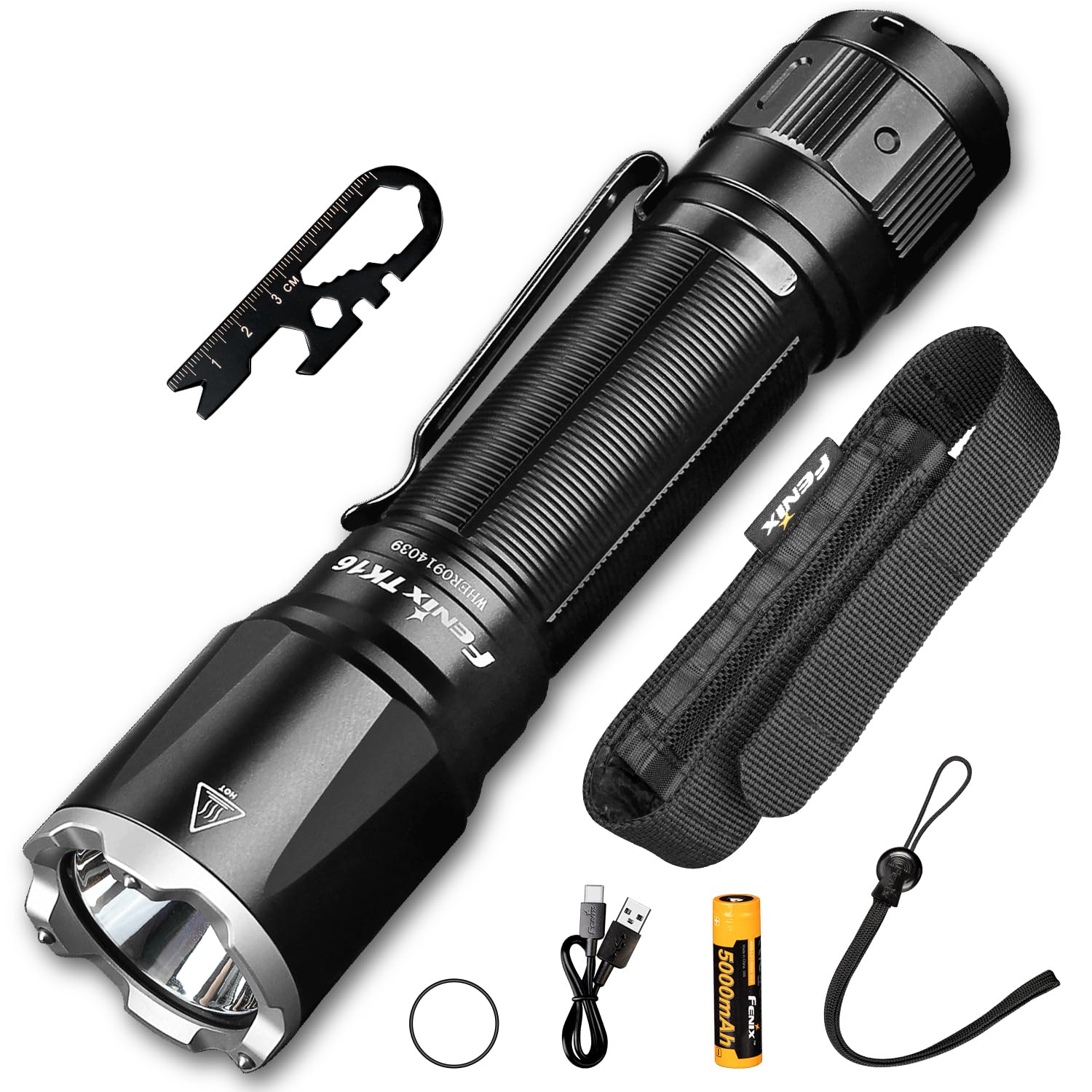 

Fenix TK16 Перезаряжаемый светодиодный 3100 Портативный IP68 Аккумулятор 380 м Луч Катастрофа Высокий Ультра Тактический свет для улицы Аккумулятор 5000 мАч V2.0-R Фонарик, чёрный