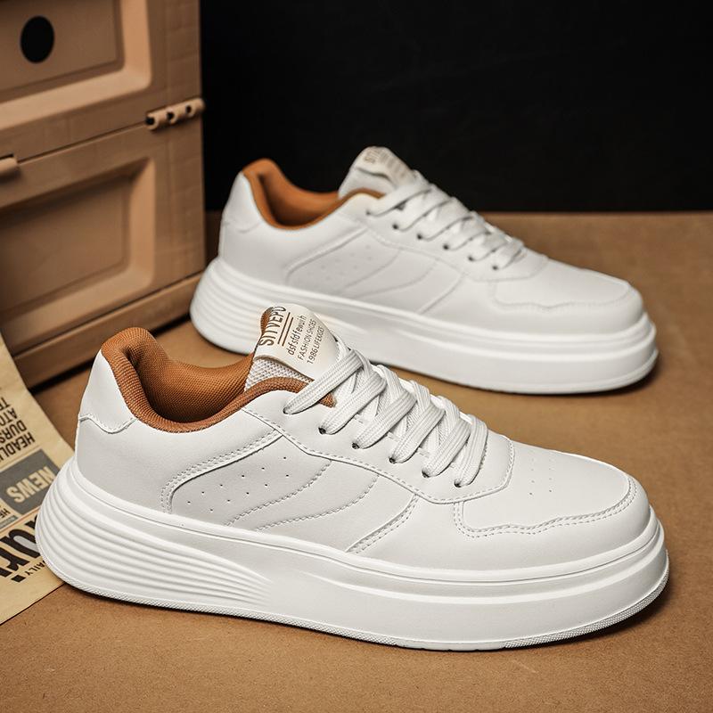 

Men s shoes autumn breathable 2024 new flat shoes high school students casual leather shoes university sports with white shoes 39