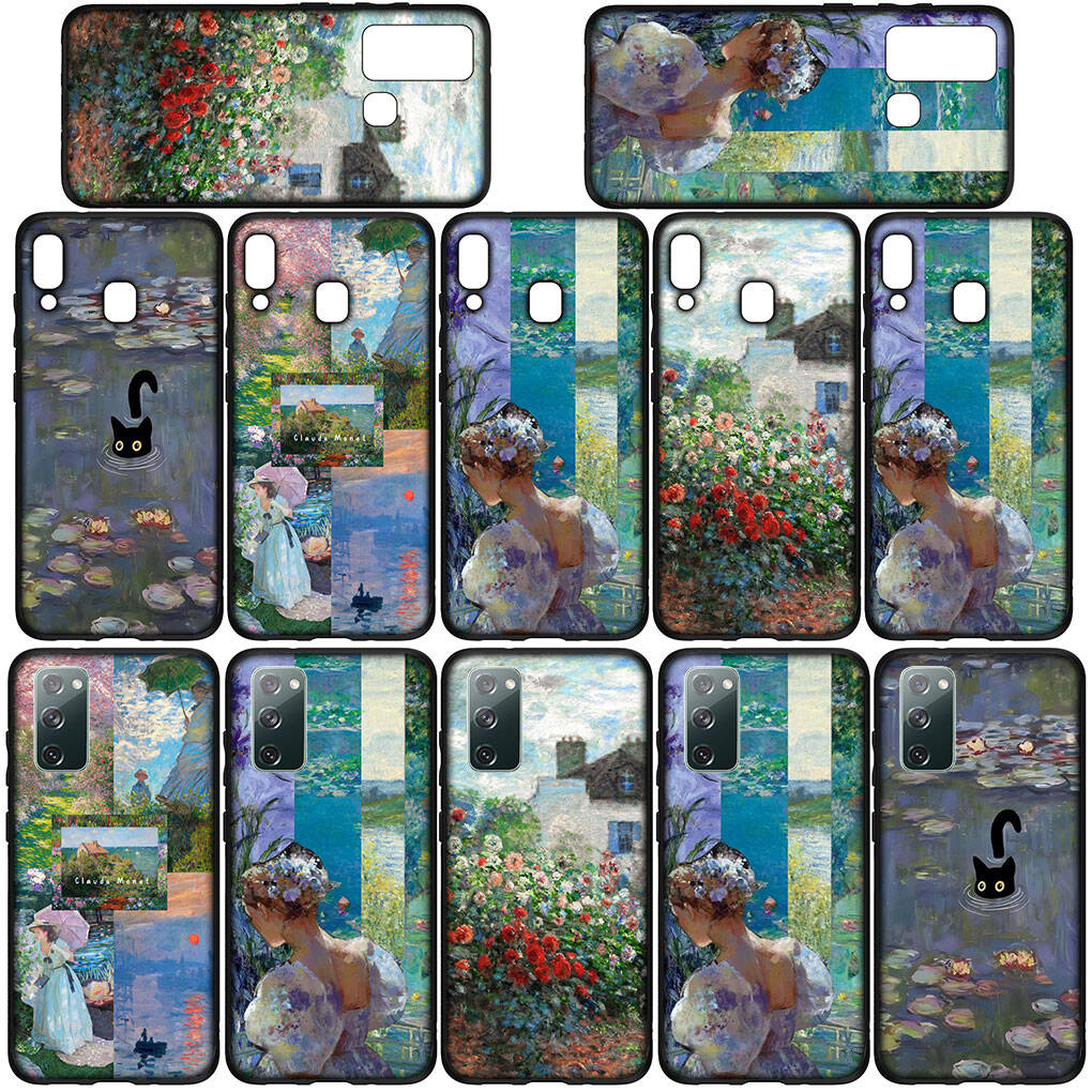 Cover for iPhone 17 16 15 Xiaomi Poco Redmi Note 14 13 12 11 Pro Max Samsung Galaxy S25 S24 OPPO Huawei Claude Monet Waterlily Cat Pattern Phone Case