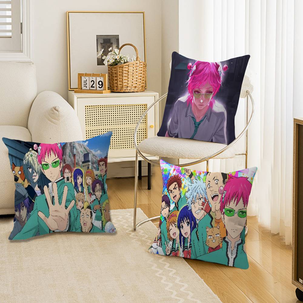Saiki K Japanese Anime 45*45cm Cushion Cover Pillow Cover Decor Pillowcase Home Pillowcase For Couch Pillow