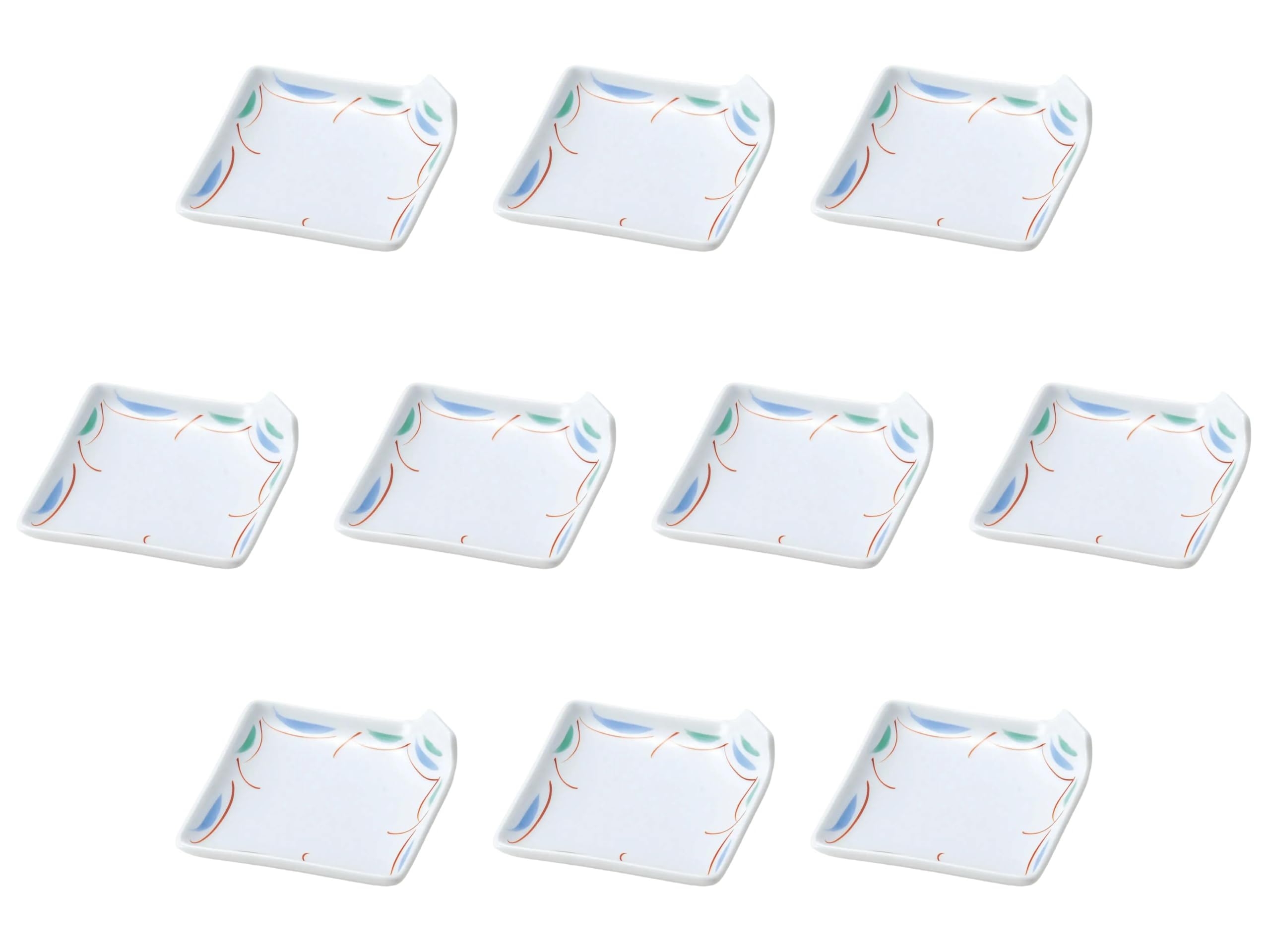 

Set of 10 Sudare Square Folded Plates x x Shokado Reinforced Porcelain Setomonohonpo Red-painted [10.8 10.8 3.2 cm]