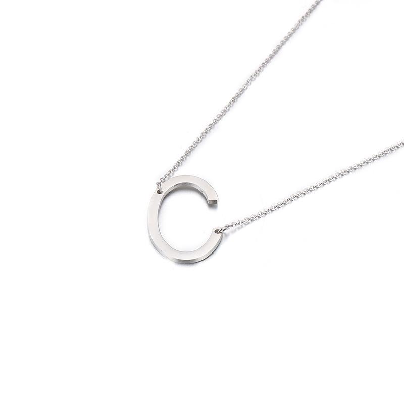 Kalen Clavicle Necklace: 26 English Letter Titanium Steel Necklace for Women - Simple and Elegant Design