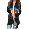 Women's Fashion Casual Halloween Print Medium Length Cardigan Jacket Coat