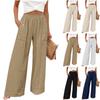 Pantalon large à taille élastique pour femme, coupe ample, décontracté, avec poches, pour le quotidien, le bureau, le voyage