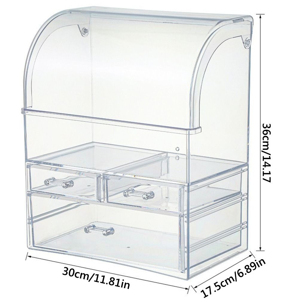 Plastic Cosmetic Case Transparent Makeup Storage Organizer Desktop Cosmetics Storage Box  Home