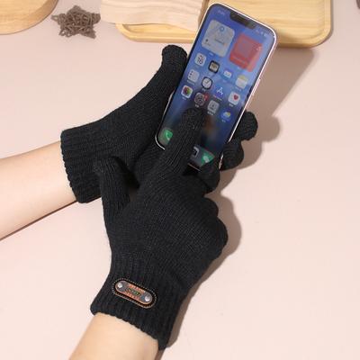 Women Men Warm Winter Touch Screen Gloves Stretch Classical Knit Mittens Wool Full Finger Outdoor Cycling Driving Gloves