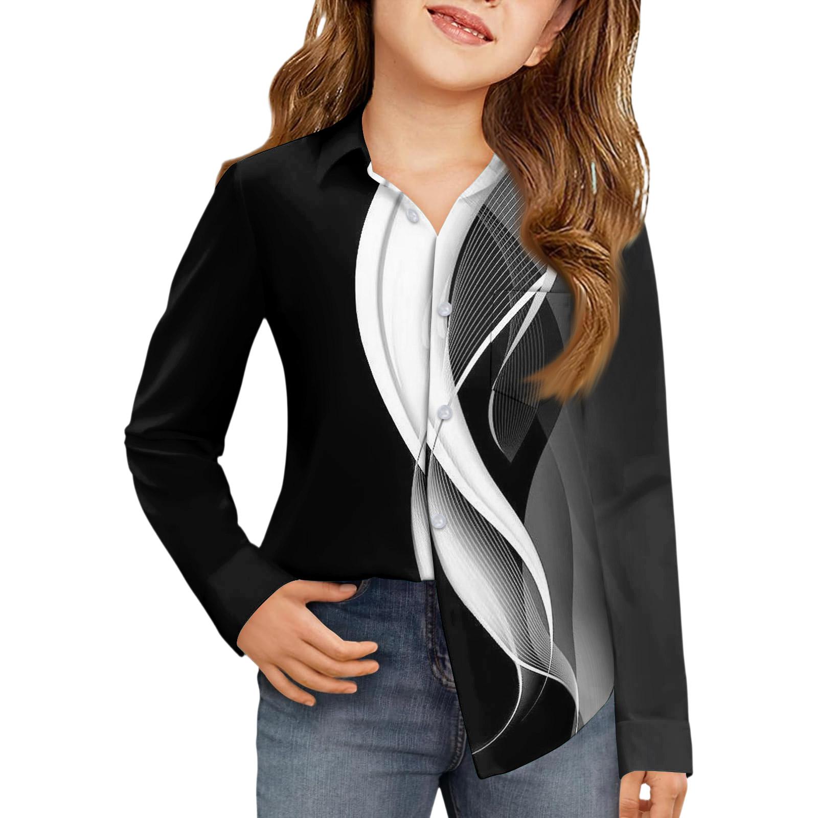 

Сорочка на ґудзиках для дівчаток - Блузка-сукня з довгим рукавом 160 чорний