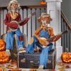 Dueling Banjo Playing Skeletons Halloween Decoration Set Illuminating Plastic Musicians For Home Yard Themed Parties