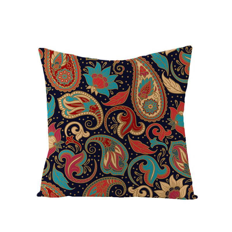 New Bohemian Style Cashew Flower Ethnic Style Linen Pillow Cover Car Cushion Pillow Cover