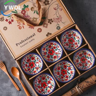 Set di Ciotole per Cereali in Ceramica Giapponese 2/4/6 pezzi 4,5" Ciotola da Dessert Insalata Snack Cucina Ciotola per Noodles Set di Stoviglie Adatto al Microonde Confezione Regalo