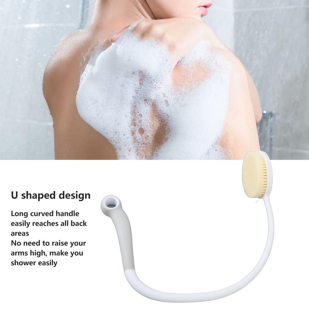 Curved Back Scrubber U Shaped Bendable Back Bath Brush with Long Curved Long Handle for Elderly Pregnant Women