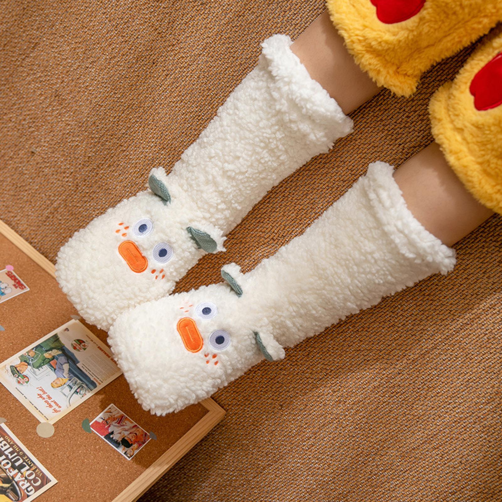 

Women s Winter Floor Socks Indoor Adult Slippers Home Thickened Fleece Snow Socks - Lambswool Socks One Size білий