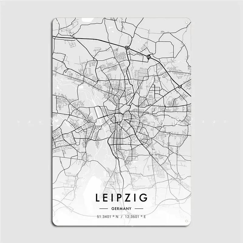 

Лейпциг Карта города Белый постер Металлическая табличка Таблички для бара пещеры Кинотеатр Гараж Печать Жестяная вывеска Постер 20x30cm