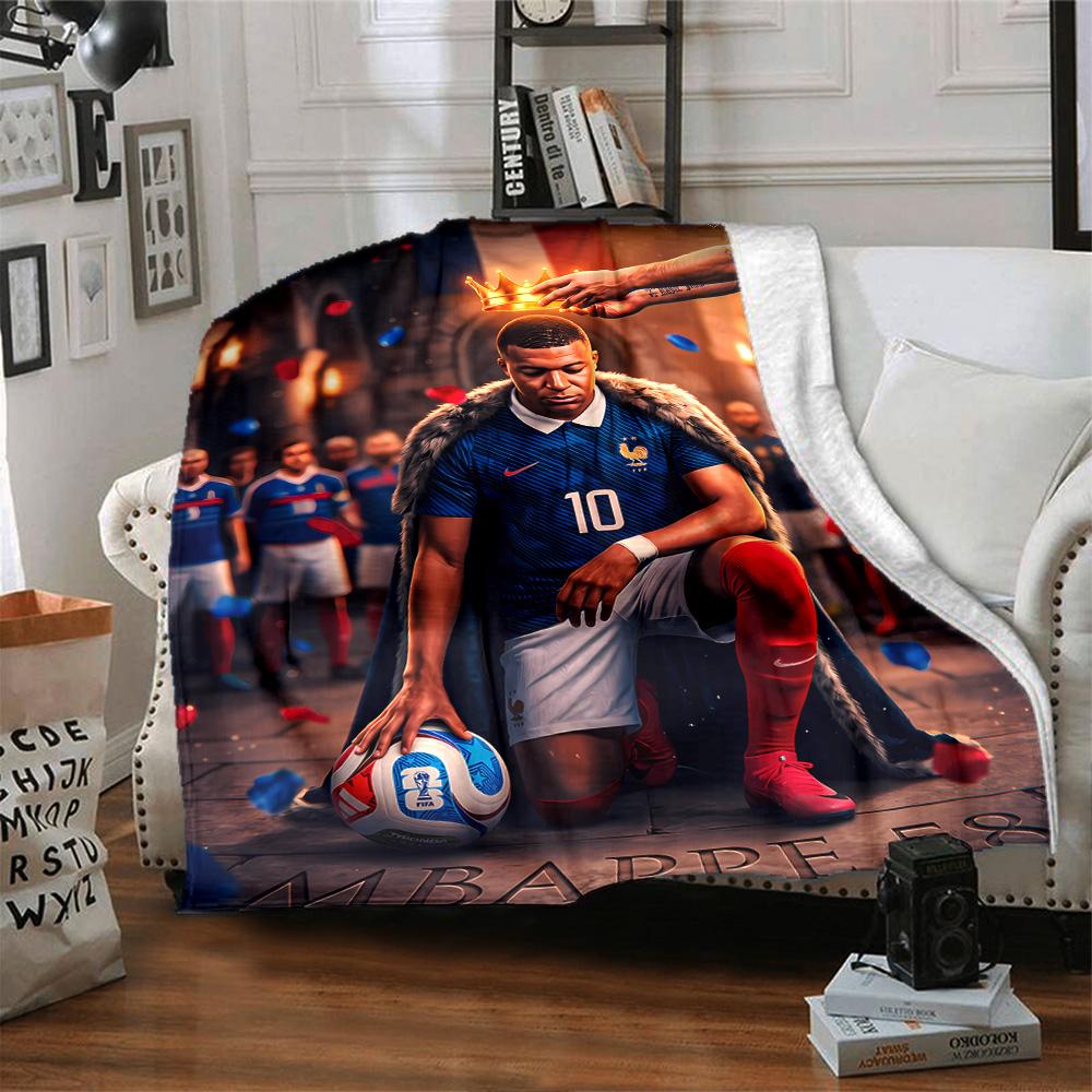 Mbappe Neon Poster Blanket Comfortable Great for Couch Office Chair Sofa All-Season Use Playful Design Gifts For Family Or Friends