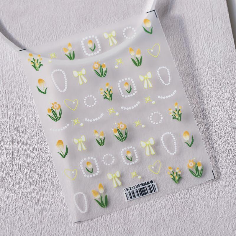

Pearl Tulip Flower Three-Dimensional Relief Nail Sticker Waterproof Nail Sticker Decorations 2322 2323 TS-2322 Pearl Tulip