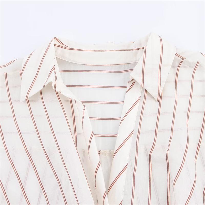 European & American Style Women's Casual Fashion Metal Line Pattern Shirt