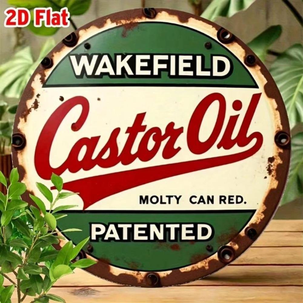Vintage Retro Wakefield Castor Oil Metal Tin Sign Farmhouse Wall Decor