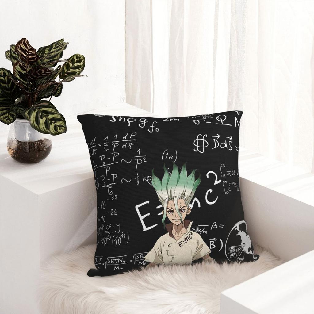 Senku Ishigami Dr Stone Apan Anime Square Pillowcase Cushion Cover Pillow Case Throw Pillow Cover for Home Sofa Living Room