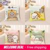 Pillow Cover Square Cushion for Bed Car Office Peach Mochi Cat Decorative Anime Room