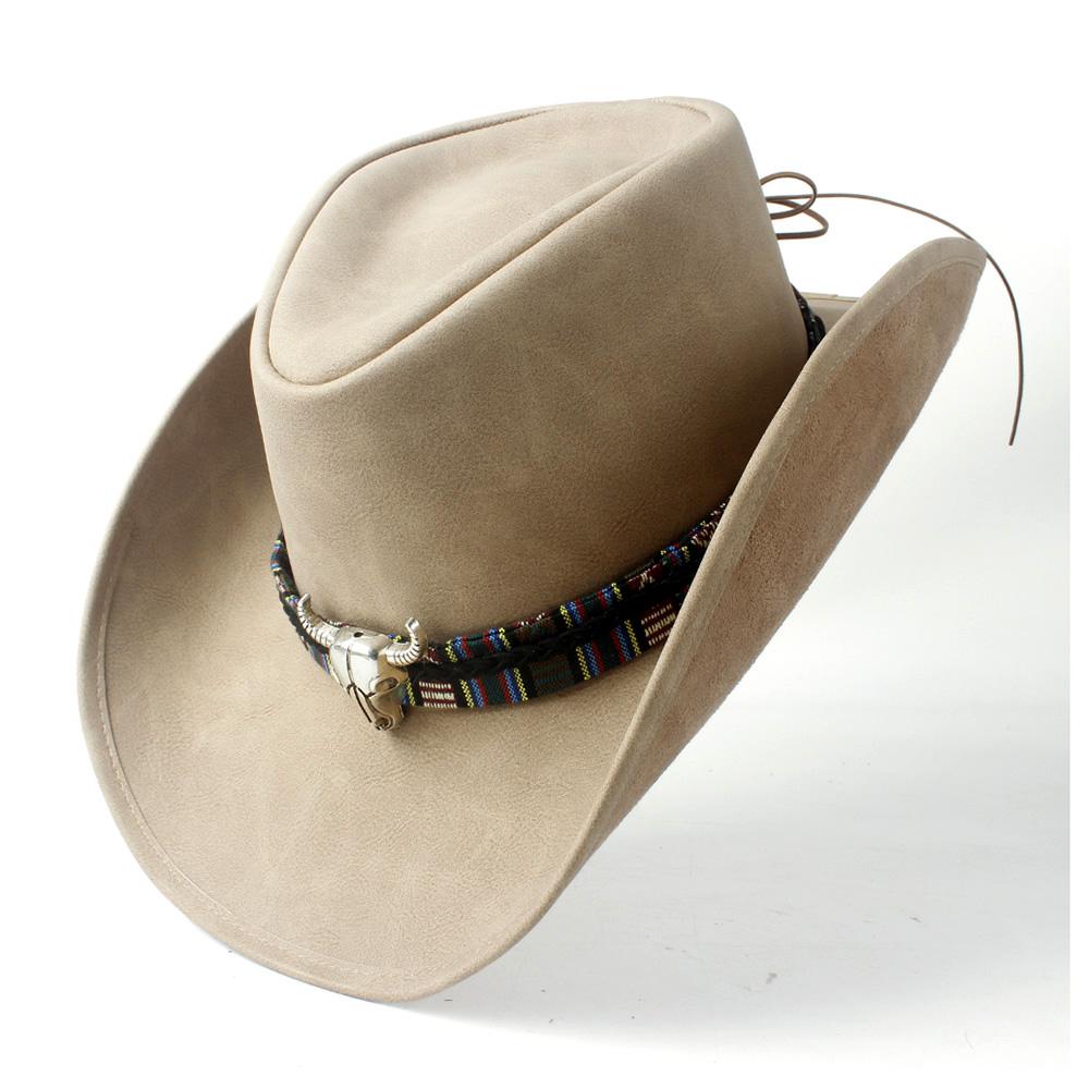 Pălărie de cowboy occidentală 100% din piele pentru bărbați, pentru gentleman, tată, Jazz, Sombrero Hombre, mărimea 58-59CM, stil 36
