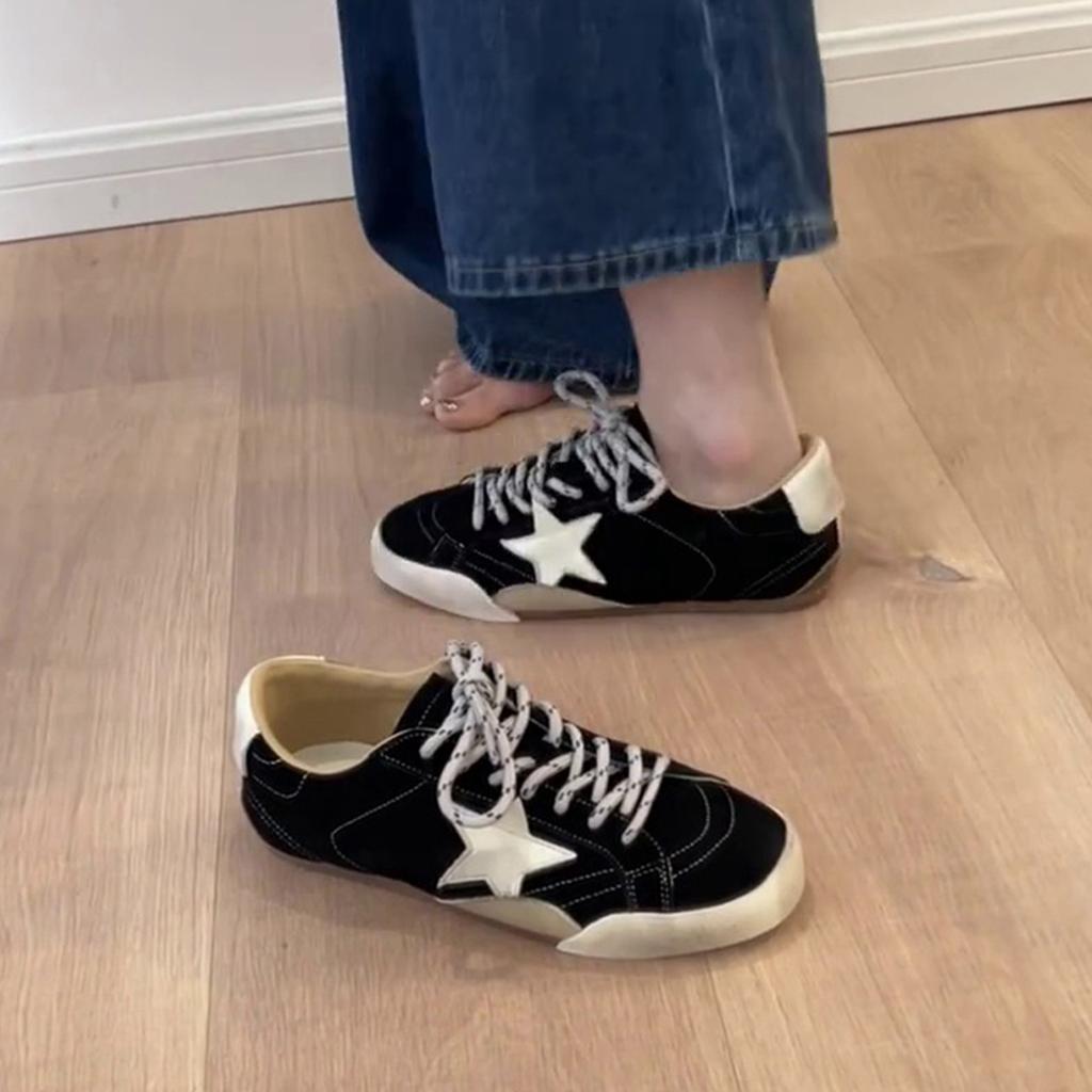 Cowhide version~ Korean niche retro German training shoes women's lace-up versatile star board shoes old casual Forrest Gump shoes tide