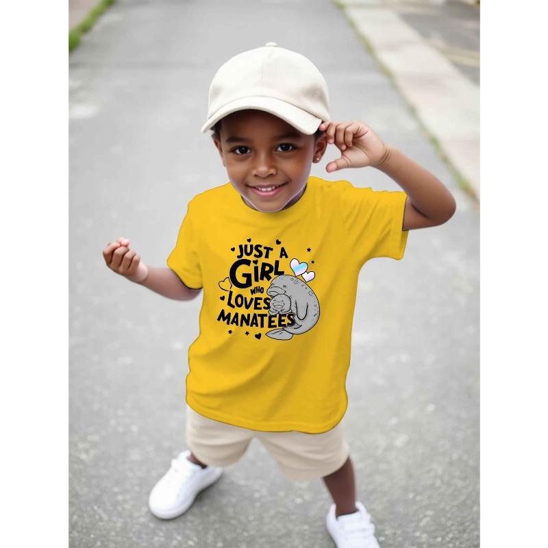 European Size Boys Round-neck Short-sleeved T-shirt with Cartoon Animals and Unique English Patterns