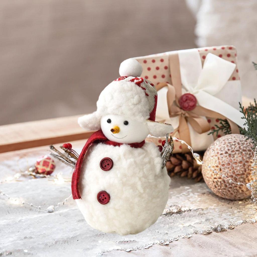 Christmas Decor Snowman Figurine Tabletop Centerpiece Foam Cloth Ornament for Room Decoration Accessories Holiday Party