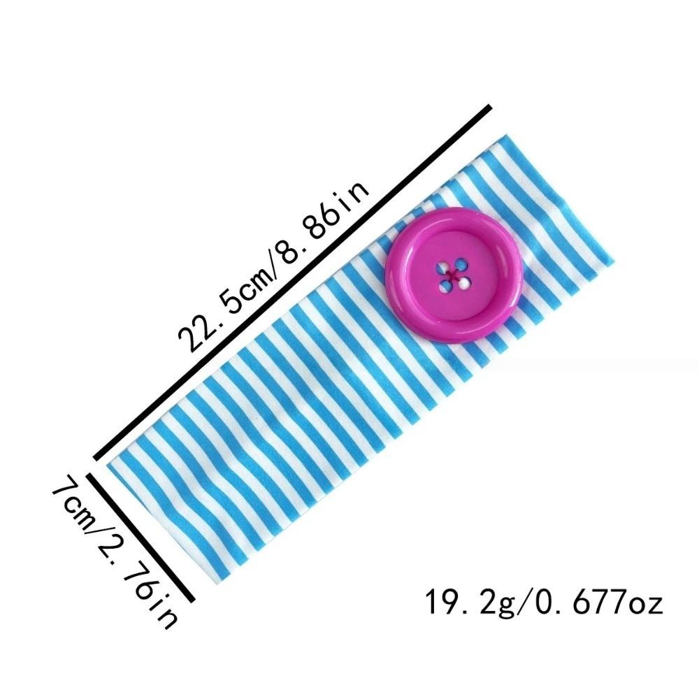 Fashion Striped Print Large Button Headband Dopamine Colorful Niche Headscarf Ins Breathable Summer Hairband Lady Girls Headwear