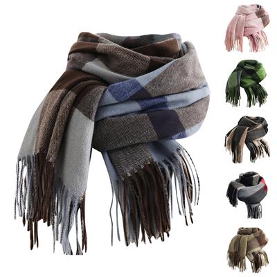 Women's Plaid Scarf Warm Thickening Trend  Scarf Shawl Cape