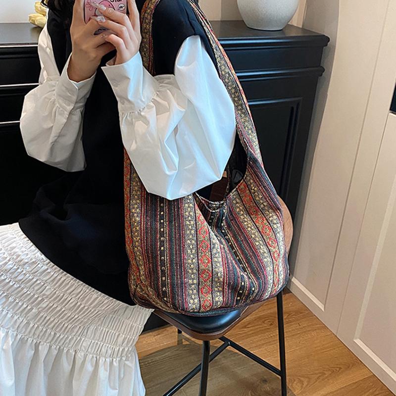 Vintage Printed Women's Shoulder Crossbody Bag New Popular Large Capacity Minimalist Contrast Color Tote Bag