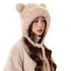 Cute bear fleece warm knitted ear hat women winter thickened cycling skiing plush pullover tide