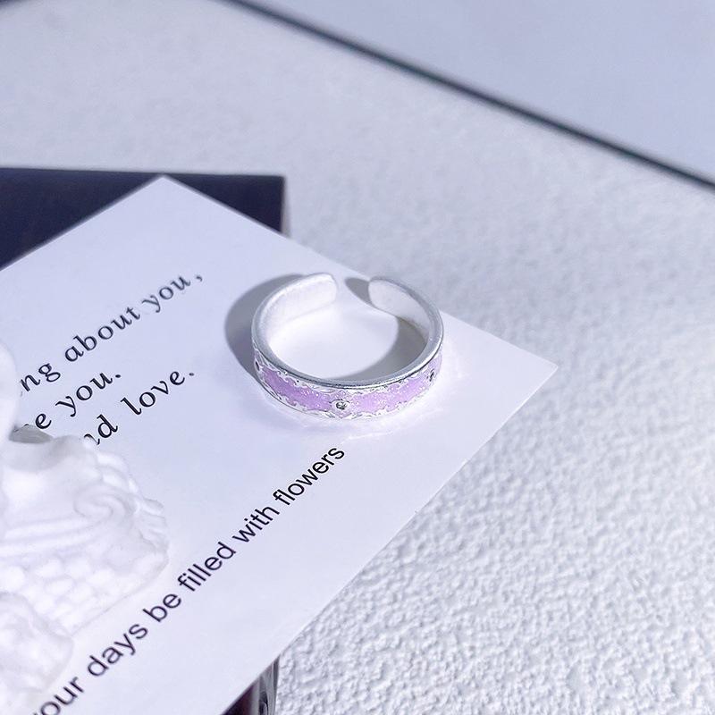 Color Flower Purple Enamel Iris Open Ring Niche Light Luxury High Sense Personality Ring