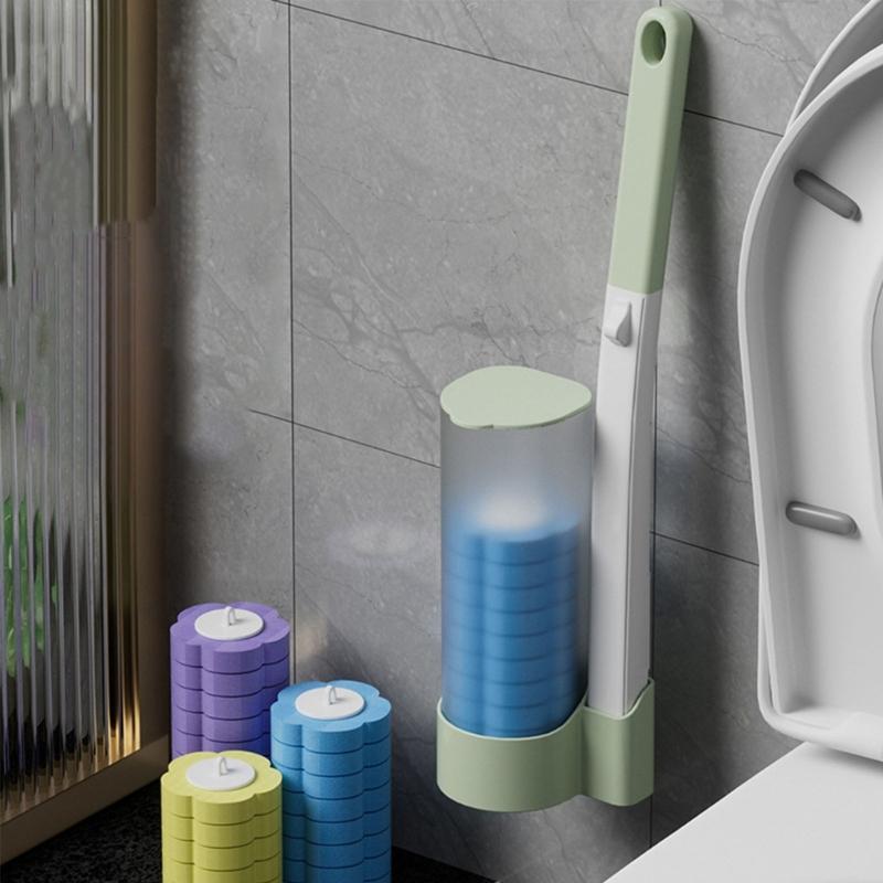 Disposable Toilet Brush Set Portable for Travel, Hotels, and Public Restrooms with Refill Sponge Heads