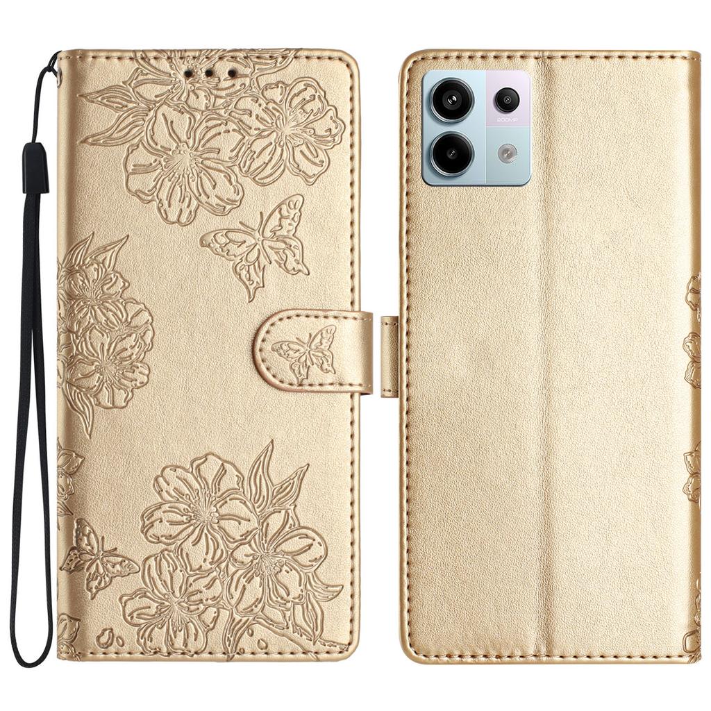 Etui dla Xiaomi Redmi Note 13 Pro 5G/Poco X6 5G Motyl Kwiat Skóra PU Portfel Klapka Pokrowiec na Telefon