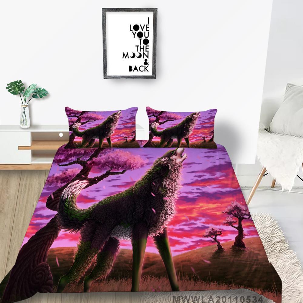 2023 New Style King Size Bedding Animals Home Bedclothes High Quality 3D Wolf Printed Luxury Comforter Cover Set with Pillowcase