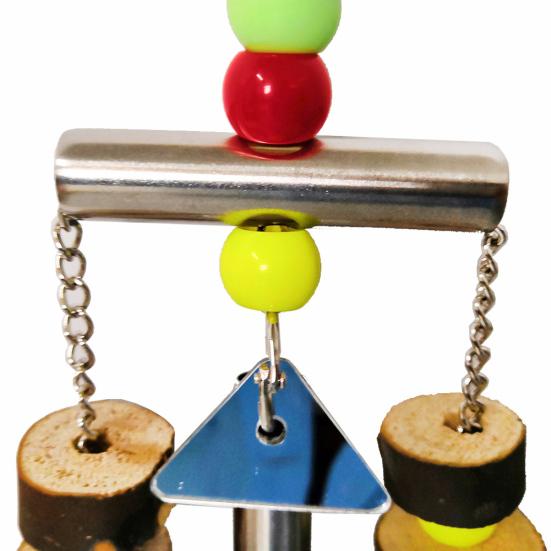 Perroquet Perruche Jouet Balançoire à Clochette Suspendue Perchoir pour Oiseau Barre Perles Colorées Décor de Cage