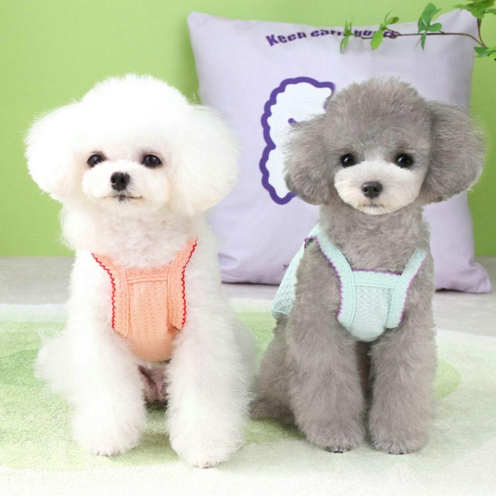 Breathable Floral Embroidery Thin Shirt XS~XL Pet Clothes Casual Dog Sling Vest  Spring/Summer