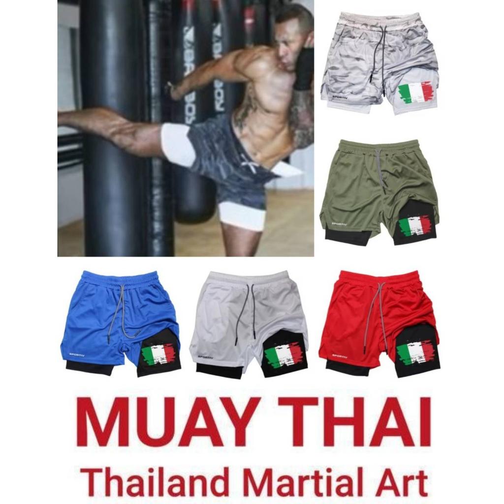 Italy Flag Camouflage Muay Thai Kick Boxing Shorts Men Women Unisex Casual Sportswear Double Layer Quick Dry Training Sport Gym Fitness Workout