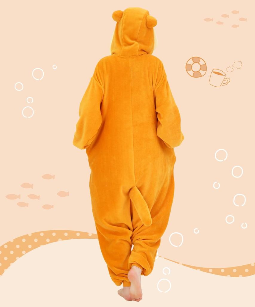 Fleece Animal Kigurumi Costume for Asian Kotsun [SAZAC] Adults, Unisex, Small-Clawed Otter,