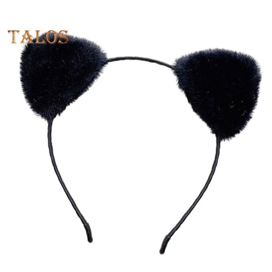 

Женская повязка для волос, мягкий пушистый плюшевый мультяшный декор для ушей котенка, эластичный узкий противоскользящий обруч с узкими полями, обычная посадка, сплошной цвет, украшение на голову, обруч для волос чёрный