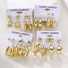 16 Pairs Punk Geometry CCB Earrings Set For Women Fashion Creative Pearl Water Drop Heart Thick Stud Earring Daily Party Jewelry