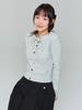 ADOREBELLE Ribbon Button Slim Knit - Gray
