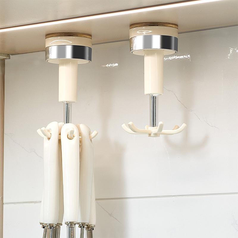 Wall Mounted 360° Rotating Folding Hook Powerful Punch-Free Kitchen Utensil Holder Space-Saving Traceless Wall Hook For Home