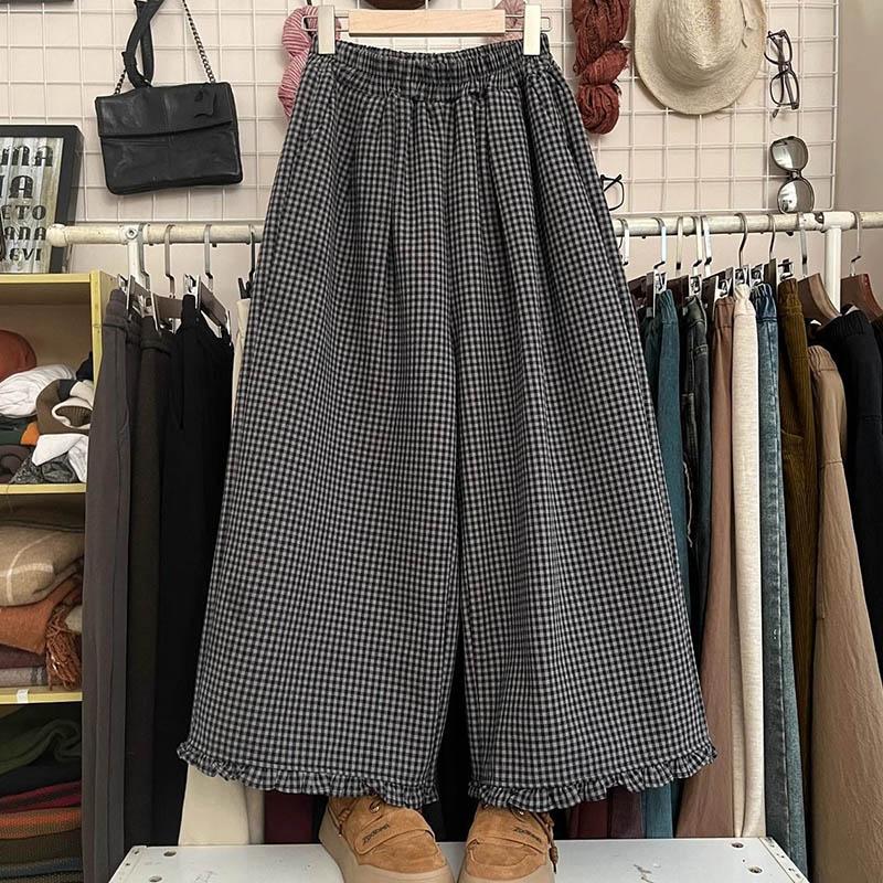 

Брюки для женщин Эластичные с высокой талией Длинные брюки Большого размера Утепленные Эластичные Универсальные Повседневные Брюки с широкими штанинами XXXXL чёрный