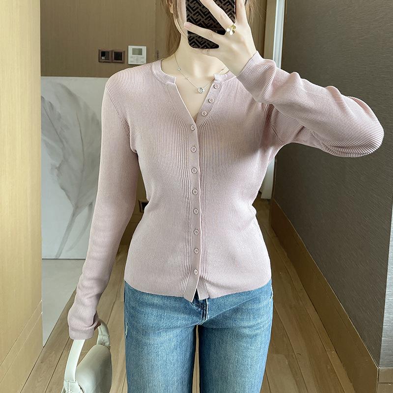 

Многослойный трикотаж с V-образным вырезом и воротником хенли из сверхтонкого тутового шелка 16-го класса и тенселя Extra Large розовый