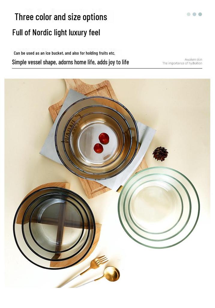Nordic Heat-Resistant Glass Bowl - Creative Round Salad & Fruit Serving Dish