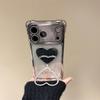 Luxurious Rhinestone Heart Mirror Kickstand Phone Case For iPhone 11 12 13 14 15 16 17 Pro Max 14 15 16 Plus 17Pro Air Y2K Cover
